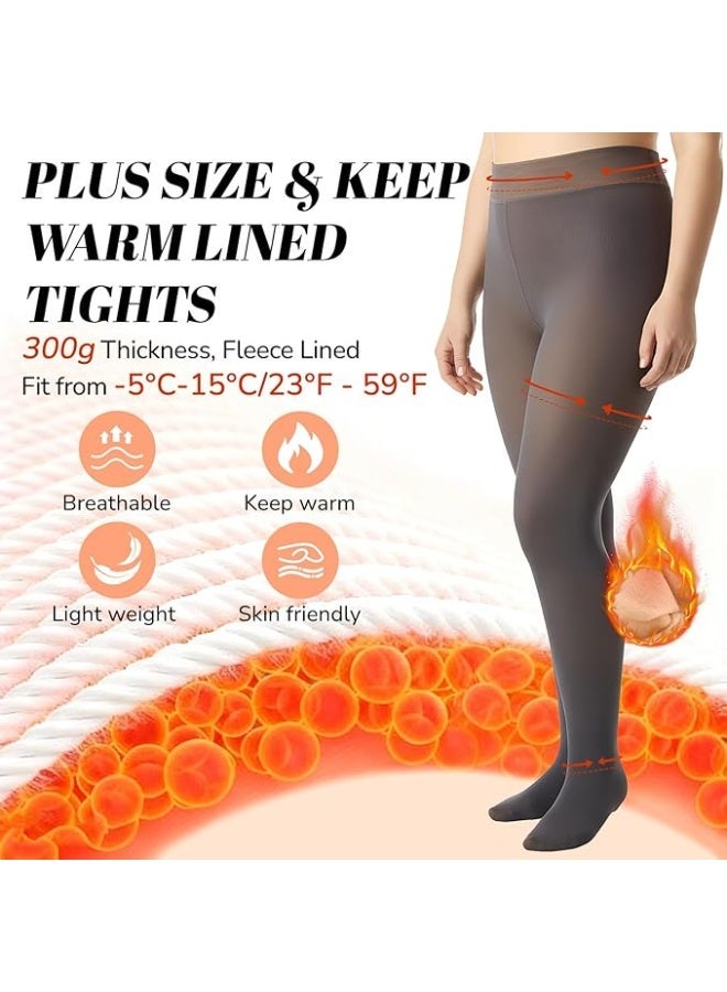 Remy Belle Grey Fleece Lined Tights Women 300G Thick One Line Thermal Winter Warm Translucent Sheer Tight, Winter Thick Pantyhose Slim Stretchy Leggings - Image 5